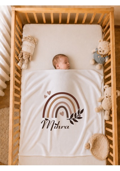 Pia Baby Kişiye Özel Kız Bebek Tulum Set 4 Parça %100 Pamuk İsimli Organik Baskılı Battaniyeli 1088bt0x Ekru
