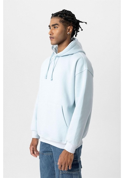 Vamos Basic Oversize Yıkamalı Hoodie Bebe Mavi