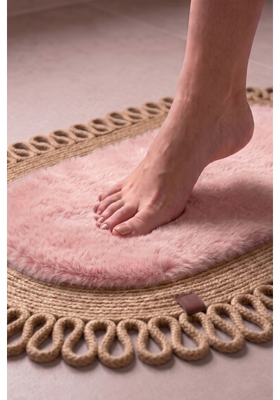 Banyo Paspası Takımı 60x100+60x60 Cm Dış Trikot Pembe & Camel