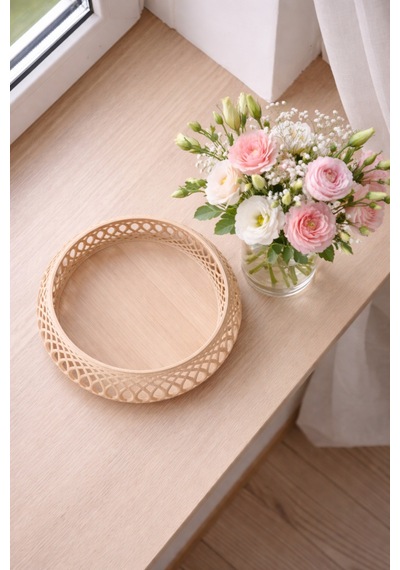 Bej Renk Ahşap Dekoratif Kase 21 X 5 Cm Bej