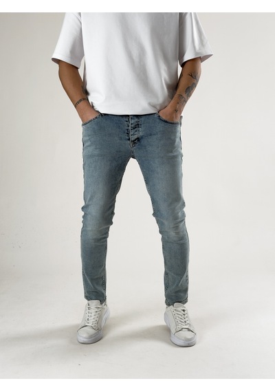Cocopelli Slim Fit Taşlanmış Mavi Erkek Kot Pantolon Coc2718 Mavi