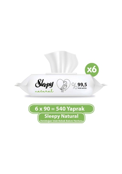 Sleepy Natural Yenidoğan Islak Bebek Bakım Havlusu 6X90 (540 Yaprak)