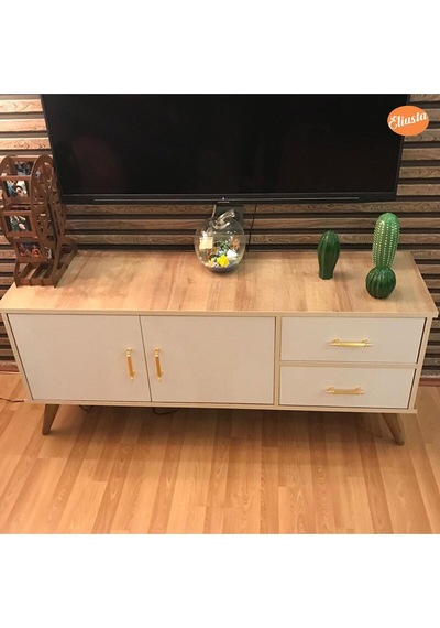 Claros Tv Sehpası Tv Ünitesi 150x40x60 Cm Tv Standı Meşe - Beyaz