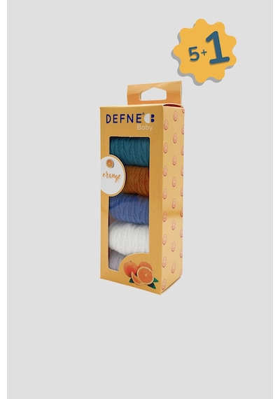 Defne Baby 5+1 Çift Premium Pamuklu Jakar Desenli Bebek Çorap Seti Orange Koleksiyonu Çok Renkli