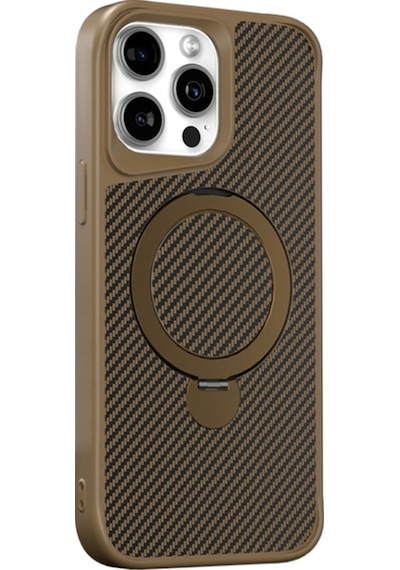 Teleplus Apple Uyumlu iPhone  15 Pro Max Kılıf Karbon Fiber Magsafeli 360 Dönerli Standlı Alp Kapak