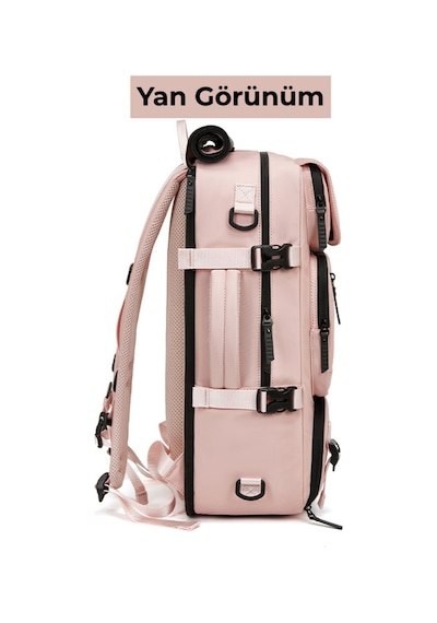 Ayakkabı Bölmeli Su Geçirmez Spor & Seyahat Sırt Çantası 30l 16 Laptop Bölmeli Pembe
