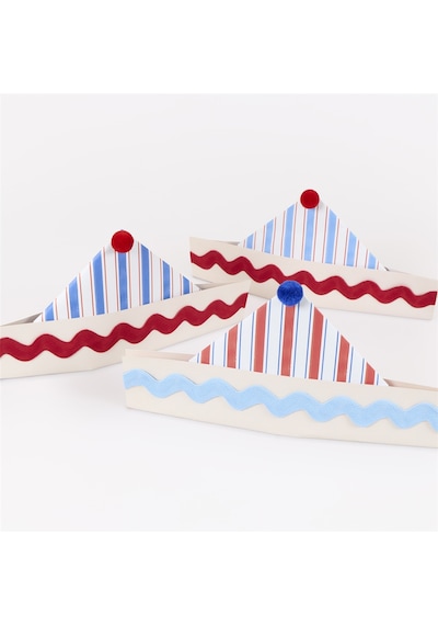 Meri Meri - Sailor Party Hats - Denizci Parti Şapkaları - 8 Adet Çok Renkli