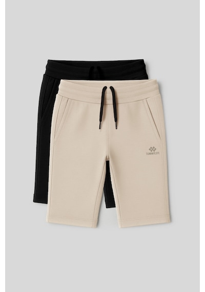 Tommylife Standart Fit Basic Performans 2li Paket Siyah-bej Erkek Çocuk Şort - 11303 Siyah-bej