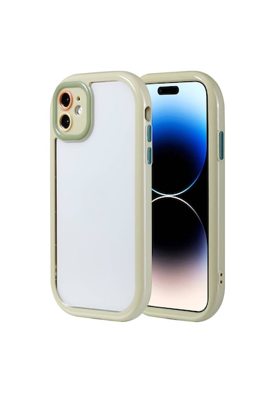 Apple Uyumlu iPhone 11 Kılıf Kamera Korumalı Renkli Kenar Ve Çerçeve Tasarımlı Uzrm Vitamin Kapak-yeşil Yeşil