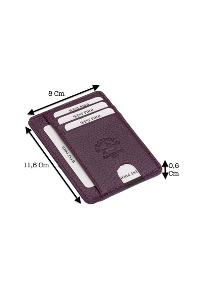 Westpolo Hakiki Deri Unisex Kartlık - Mürdüm