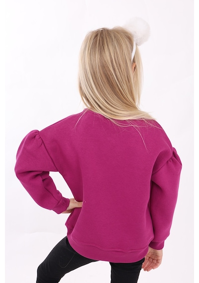 Toontoy Kız Çocuk Nakışlı Sweatshirt Mürdüm