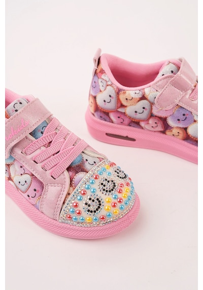 Muggo Smile Taş Detaylı Desenli Cırtlı Kız Çocuk Işıklı Günlük Sneaker Spor Ayakkabı Pudra Muggo Smile Taş Detaylı Desenli Cırtlı Kız Çocuk Işıklı Günlük Sneaker Spor Ayakkabı Pudra