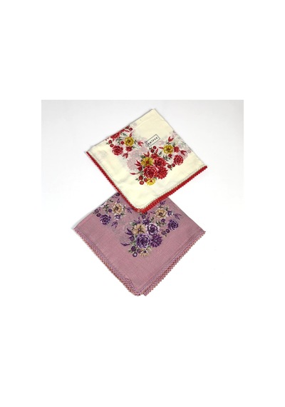 Eripek 2'li Paket Oyalı Pamuk Yazma 6594 Krem-pudra