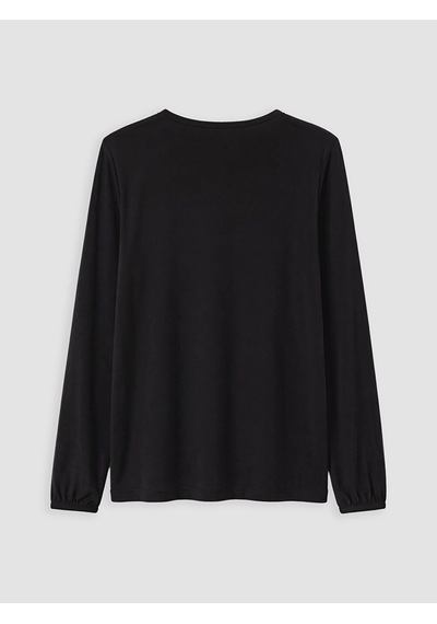 LC Waikiki Lcw Grace Siyah Bisiklet Yaka Büzgülü Bluz New Blakız Çocuk