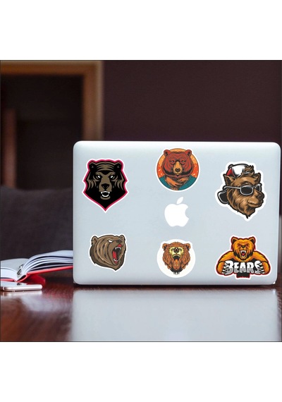 Ayı Sticker Set -1 7 Parça Telefon, Tablet, Defter, Laptop Sticker