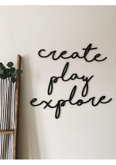 Hdrlazerdizayn Ahşap 'Crate, Play Ve Explore' Duvar Yazısı Seti