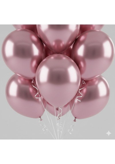 10 Adet Pembe Parıltılı Metalik Balonlar Parti & Kutlama Paketi Diğer