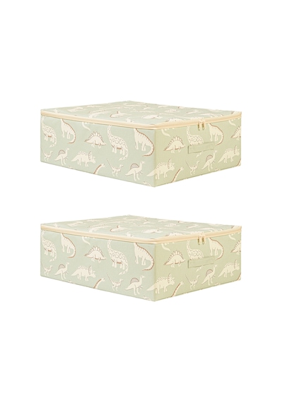 Ocean Home Textile 2'li Çocuk Odası Dinozor Destekli Kutu Hurç Set 45 X 55 X 18 Cm Mint