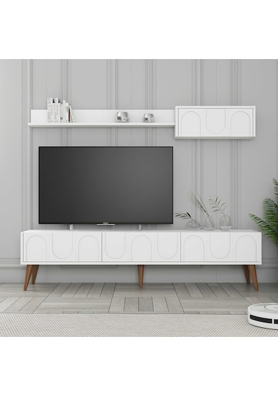 Variant Lyon Duvar Raflı Tv Ünitesi - Beyaz / Ceviz