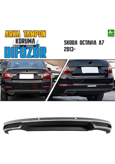 S-dizayn Skoda Octavia A7 Arka Tampon Difüzör Egzozlu Oem Stil 2013 Üzeri A+ Kalite