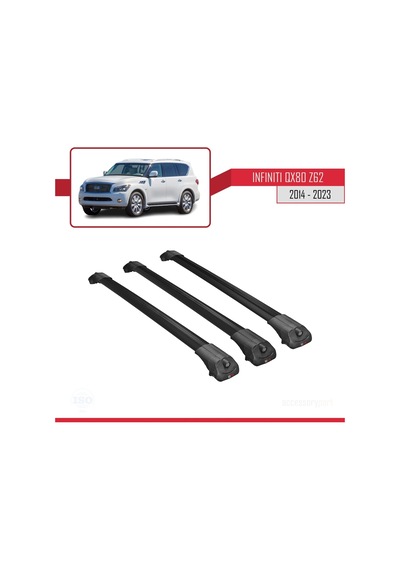 Infiniti Qx80 Z62 2014-2023 Arası İle Uyumlu Ace-1 Ara Atkı Tavan Barı Siyah 3 Adet Bar