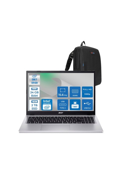 Acer Aspire Go AG15-71P NX.J6SEY.001F09 i7-13620H 24 GB 2 TB SSD 15.6" Dos Dizüstü Bilgisayar + Zetta Çanta