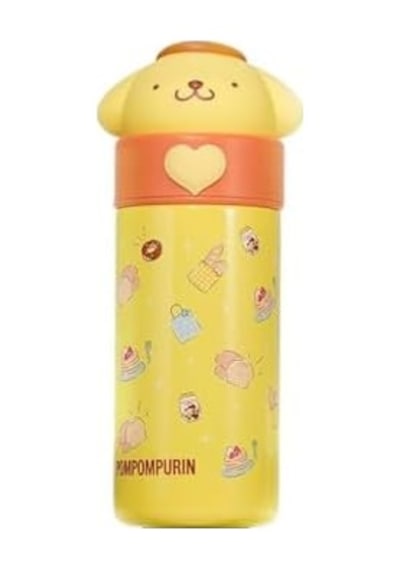 Pompompurin Izolasyonlu Termos Sisesi, 350 Ml Kapasite, Sari Açık Beyaz