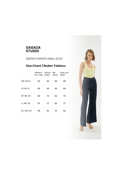 Sagaza Studio Ss6004 Geniş Asklı Atlet SARI