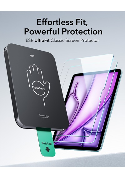 Esr Apple Uyumlu iPad  Air 13 2024 Ultrafit Classic Autokit 2 Adet Tablet Cam Ekran Koruyucu