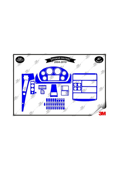Otokar Sultan 2004-2010 Torpido Konsol Trim Göğüs Maun Kaplama Set 47 Parça Mavi