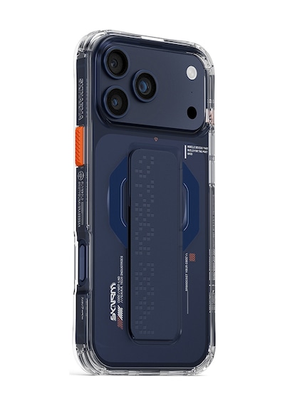 Apple Uyumlu iPhone 17 Pro Max  Kılıf Skinarma M-safe Özellikli Airbag Tasarımlı Standlı Haxa Kapak Mavi Mavi