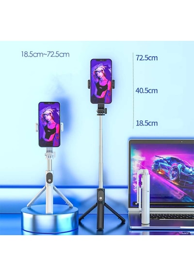 Masa Tripodu Selfi Çubuk Telofon İçin Portatif Taşınabilir Kumandalı 75 Cm