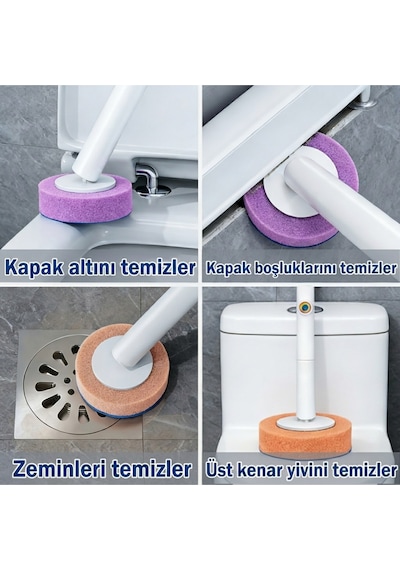 Tuvalet Fırçası Seti Otomatik Kapak Braket Duvara Monte Şeffaf Hazneli Tek Kullanımlık Wc Klozet E Beyaz - Gri