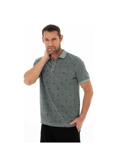 AR-MA Arma Erkek Regular Fit Parça Boyama Polo Yaka Tişört Y25374376101 Yeşil