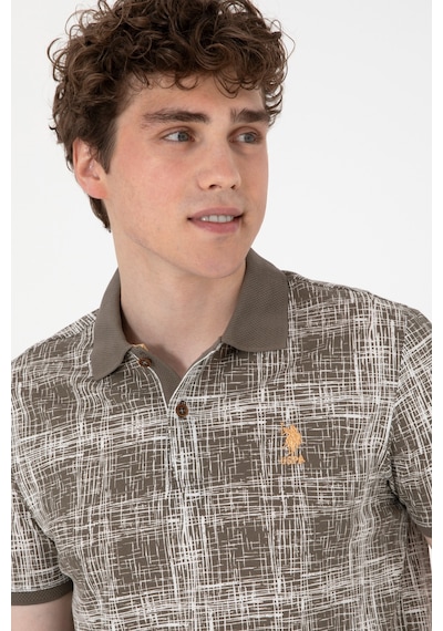 U.S. Polo Assn. Erkek Regular Fit Polo Yaka Vizon Desenli Tişört 50299641-VR052
