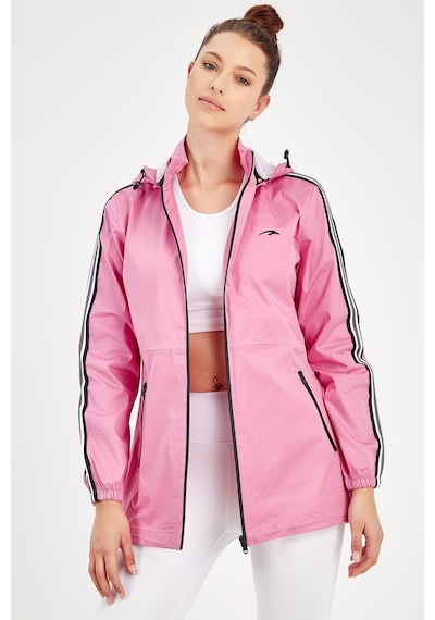 Maraton Sportswear Regular Kadın Kapşonlu Uzun Kol Basic Pembe Ceket 19353 Pembe