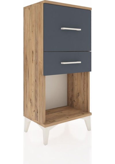 Arges Komodin 2 Çekmeceli 44x30x96 Çam-antrasit Atlas Çam