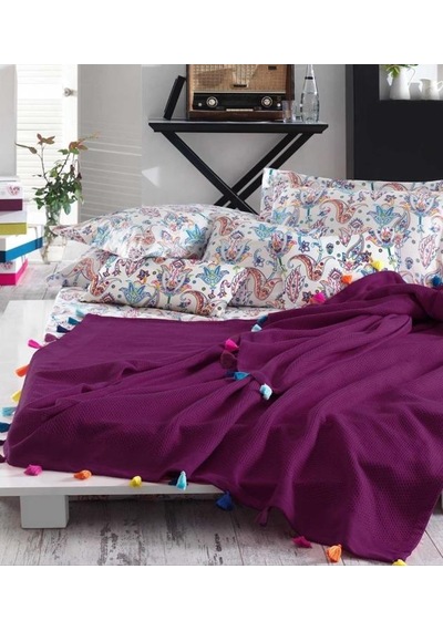 İyi Geceler İstanbul Up Style Tek Kişilik Mürdüm Pike Takımı Mürdüm