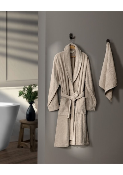 Madame Coco Avril Şalyaka Unisex Bornoz Set Bej