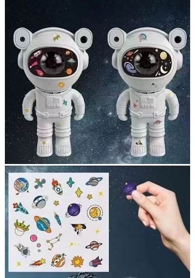 Stickerlı ,kumandalı Astronot Model Gece Lambası Çok Renkli