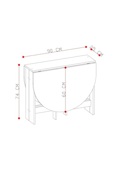 Pratik Katlanır - Açılır Kapanır Yuvarlak Mutfak Yemek Çalışma Masası - 145 Cm X 90 Cm - %100 Mdf Atlantik - Çam