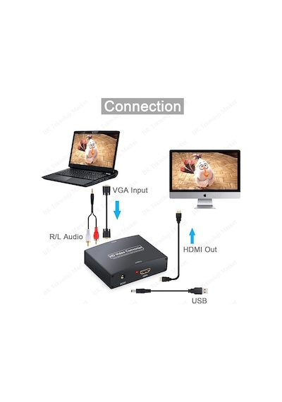 Vga+R/L Audio To Hdmı Converter Ses Destekli Vga-Hdmı Çevirici