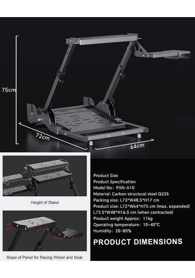 A10 Gaming Steering Wheel Stand 11kg Foldable And Adjustable Racing Wheel Stand V99, V10 Ultra, Vd4, Vd6 For G29, G920, G923 For G29, G920, G923 For T300, Tgt, Tspc, T500 For R3, R5