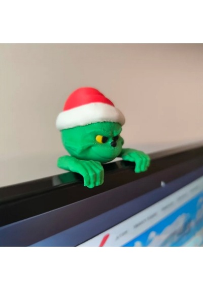 2'li Set Monitör Üstü Yılbaşı Temalı Grinch 3d Baskı Dekoratif Figür 10 Cm - Pla Malzeme