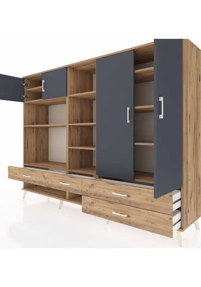 Hyperion Dolap 12 Raflı 4 Çekmeceli 4 Kapaklı 220x44x163 Çam-antrasit/çam Antrasıt/atlas Çam - Atlas Çam Hyperion Dolap 12 Raflı 4 Çekmeceli 4 Kapaklı 220x44x163 Çam-antrasit/çam Antrasıt/atlas Çam - Atlas Çam