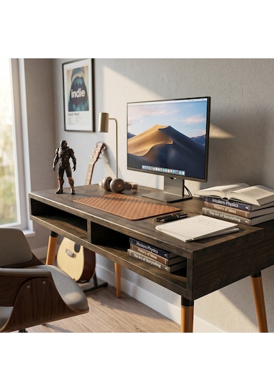 Mobenta Slot Desk: Masif Çalışma & Laptop Masası 2 Gözlü Depolama - 120x60 Cv Ceviz