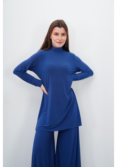 Penyebizden Dik Yaka Sandy Tunik-indigo Mavi