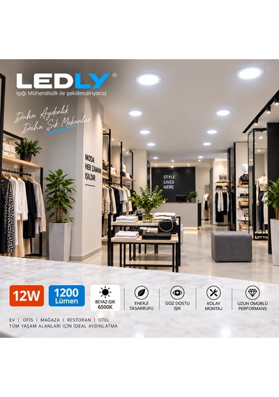 12 W Led Panel Spot Aydınlatma Sıva Altı Beyaz