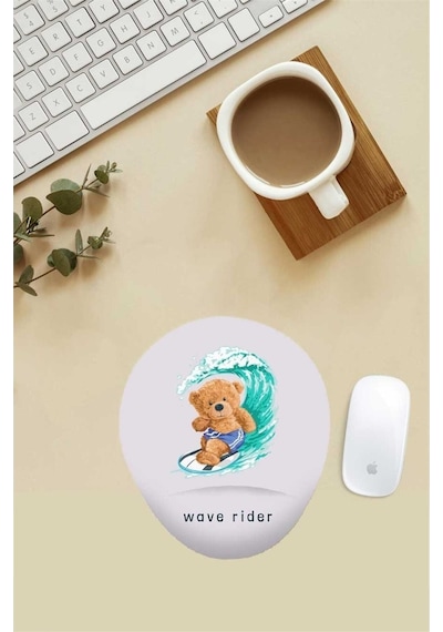 Surf Yapan Teddy Desenli Bilek Destekli Mouse Pad Mousepad