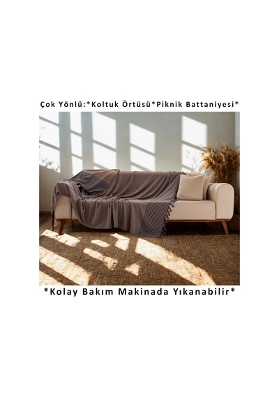 Tr Püskül Çift Kişilik Yatak Örtüsü Ve Pike %100 Pamuklu İnce Hafif Yazlık Battaniye Boho Dekoratif Koltuk Diğer